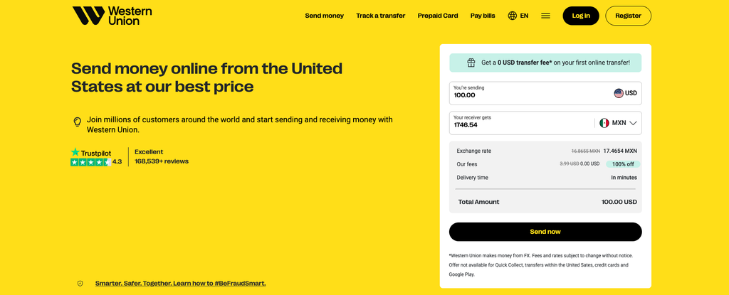 Western Union - send money online from the united states at our best price