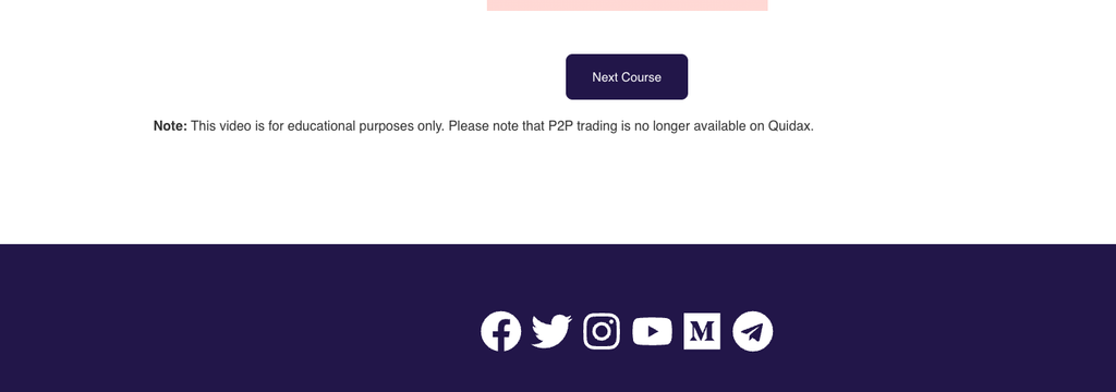 Quidax blog note saying P2P trading is no longer available on Quidax.